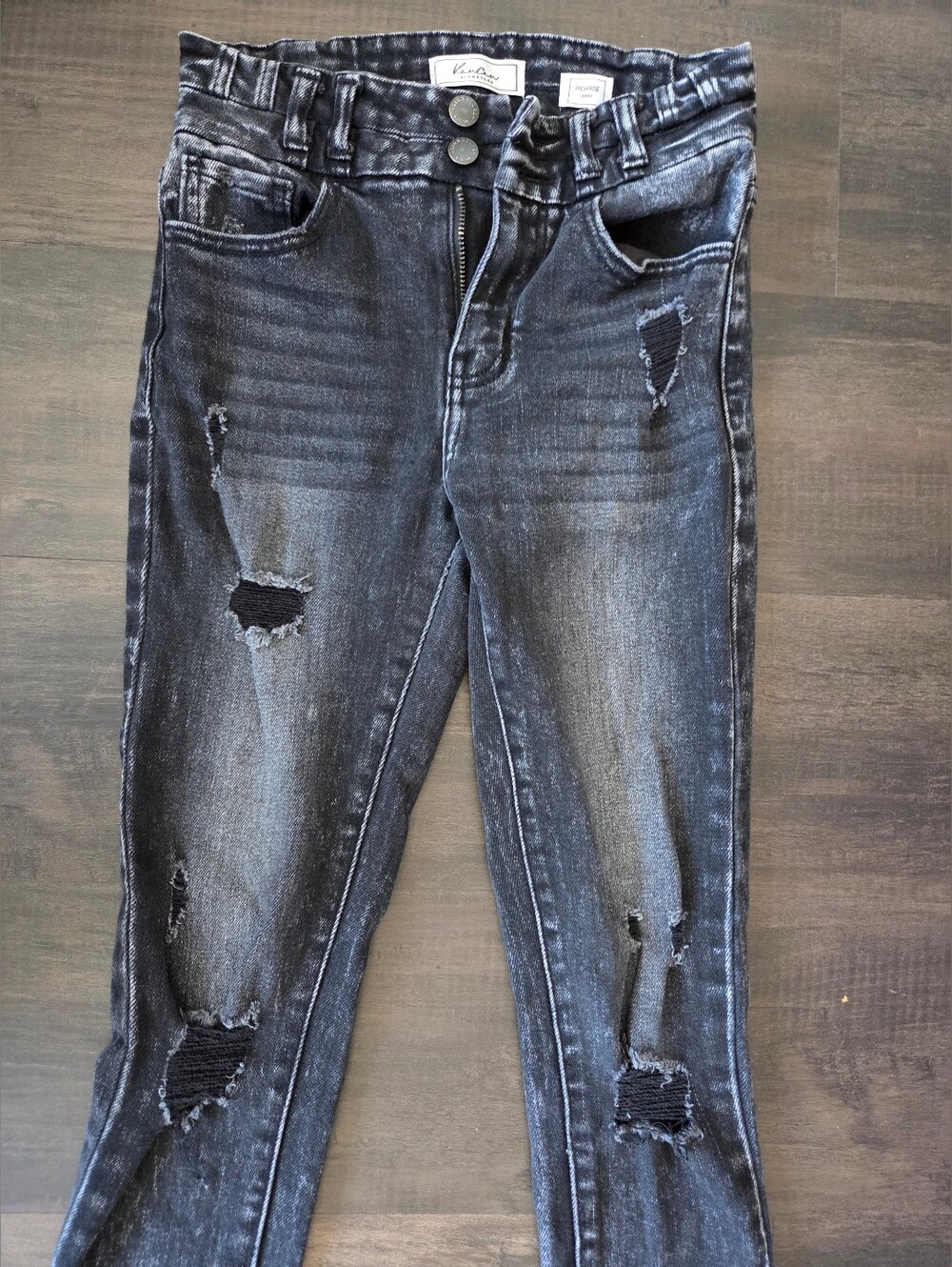 Distressed black/gray KanCan high rise skinny jeans